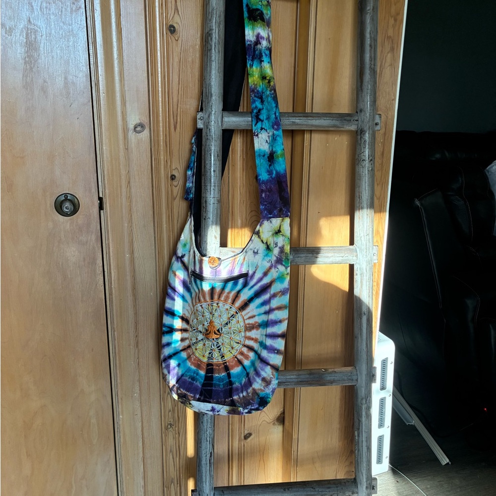 Rising International Tie-Dye Dreamcatcher Crossbody Bag - Blue, Purple, Green